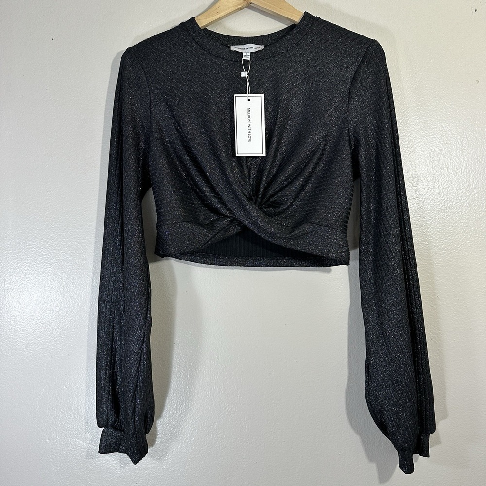 Melrose With‎ Love Women's L Shimmer Crop Top Sparkle Festival Party Concert